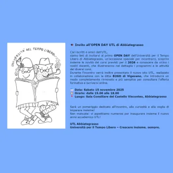OPEN DAY UNIVERSITA' DEL TEMPO LIBERO