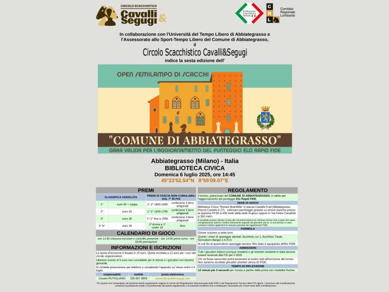 OPEN SEMILAMPO DI SCACCHI