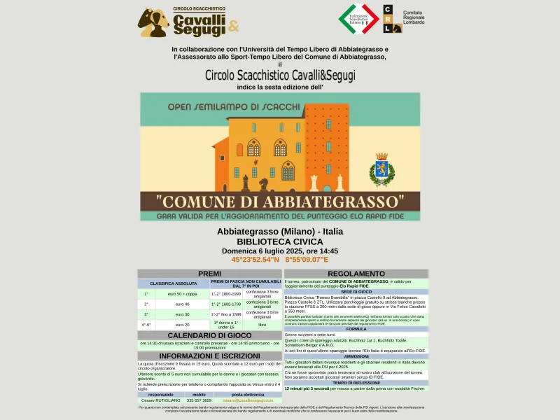 OPEN SEMILAMPO DI SCACCHI 