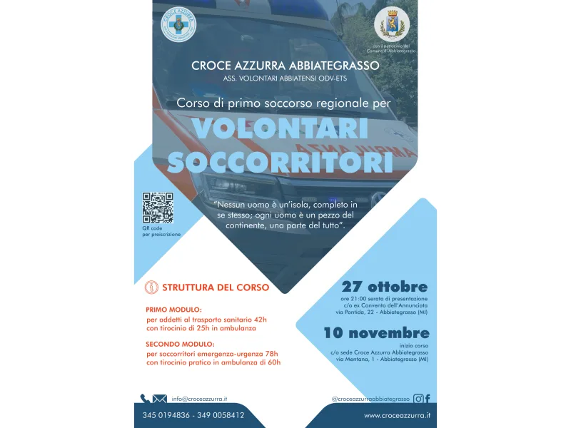 Corso di primo soccorso regionale per VOLONTARI SOCCORRITORI