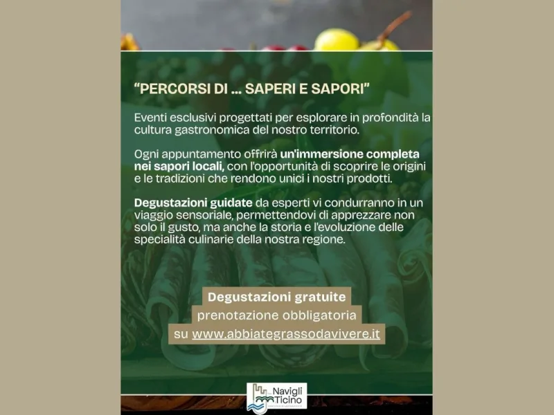 "PERCORSI DI... SAPERI E SAPORI" 29/11 ore 18.00