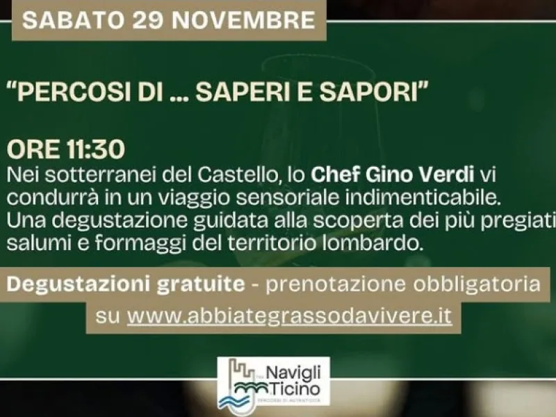 "PERCORSI DI... SAPERI E SAPORI" 29/11 ore 11.30