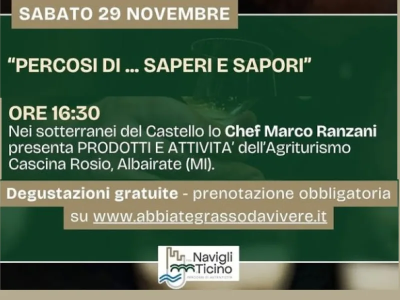 "PERCORSI DI... SAPERI E SAPORI" 29/11 ore 16.30