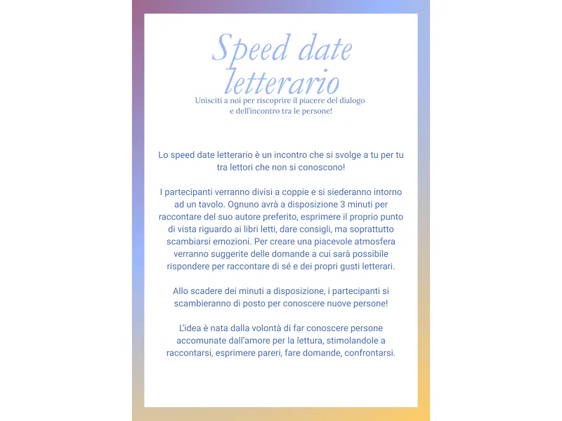 SPEED DATE LETTERARIO